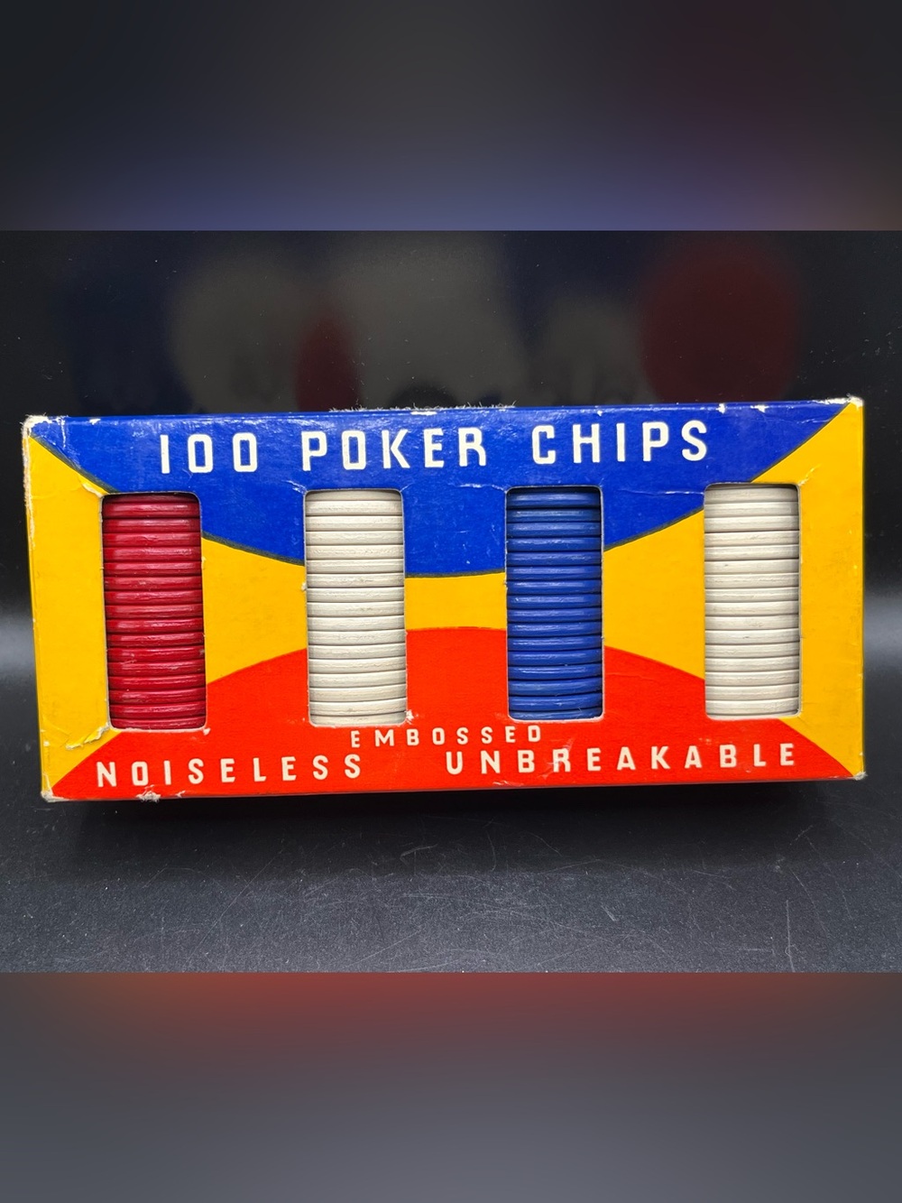 Vintage 100-Piece Red, White & Blue Poker Chip Set